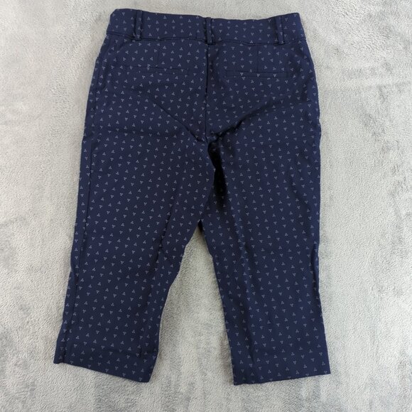 Reitmans Pants Womens Medium Blue Cropped Pull On Stretch Capri Print Comfort - Picture 4 of 11